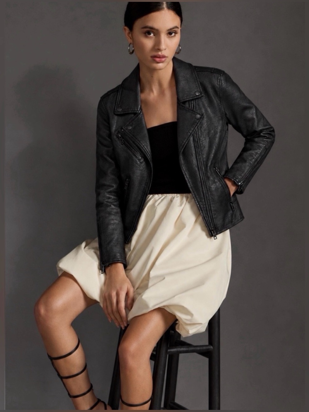 Anthropologie BLANKNYC Black Vegan Leather Moto Biker Jacket XS